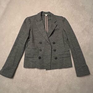 J.Crew Grey Double Breasted Blazer, knit material; size 0